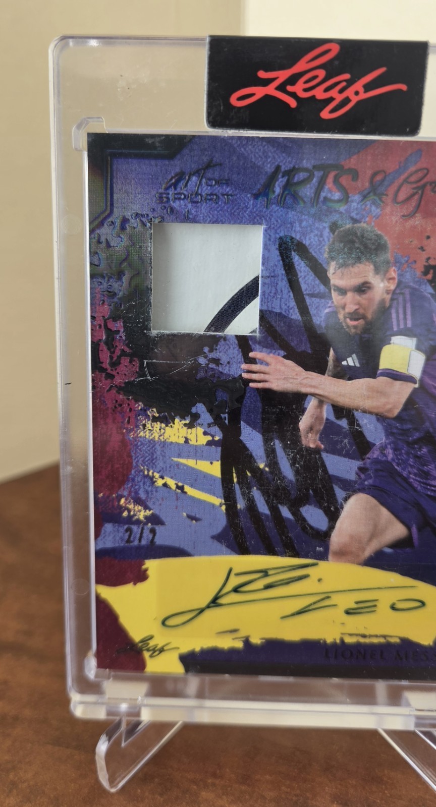 2023 LEAF ARTS & GRAPHS LIONEL MESSI PLAYER-WORN PATCH AUTO #/2 SEALED view 4