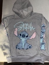 DISNEY PARKS Disneyland STITCH Grey Hoodie Sweatshirt Youth 14
