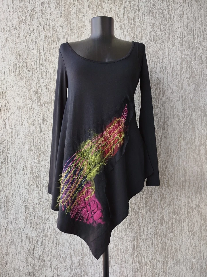 Legatte by Save The Queen Top Long Sleeve Black Silk Blend Vintage Y2K Size M - Image 3 of 4