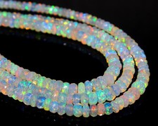 AAA Ethiopian Opal Faceted Rondelle Beads 4-5mm 8 Inch Natural Welo Opal Strand