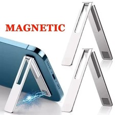 Ultra Thin Magnetic Phone Holder Foldable Metal Alloy Kickstand Tablet Stand