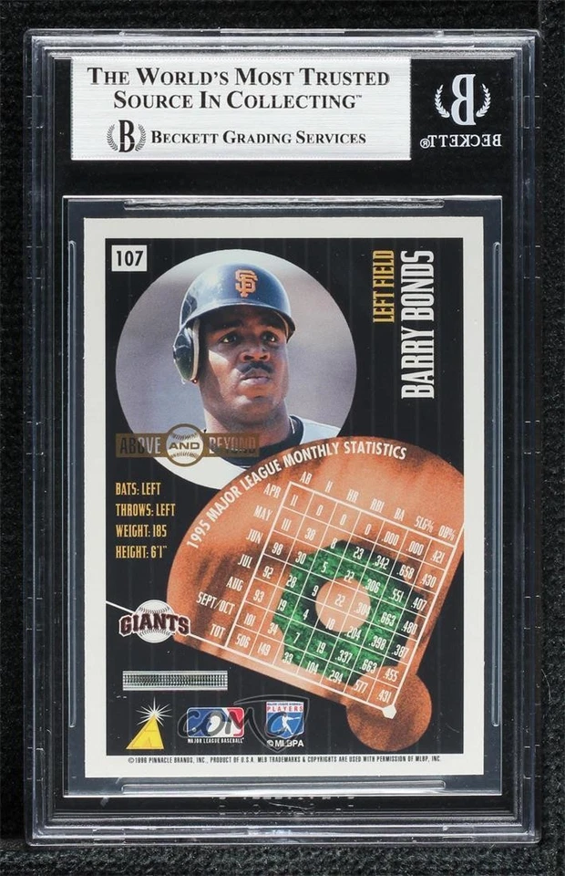 1996 Pinnacle Summit Above and Beyond Barry Bonds #107 BGS 9 MINT - Image 2 of 2