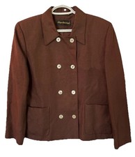 Giorgio Sant  Angelo Women's Sz 10 Linen Blend Blazer Nutmeg Cropped 22  Long