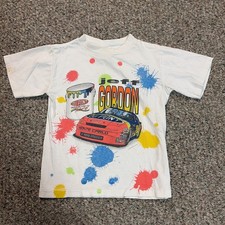 Vintage Nascar Shirt Boys Youth Small White Jeff Gordon DuPont Single Stitch