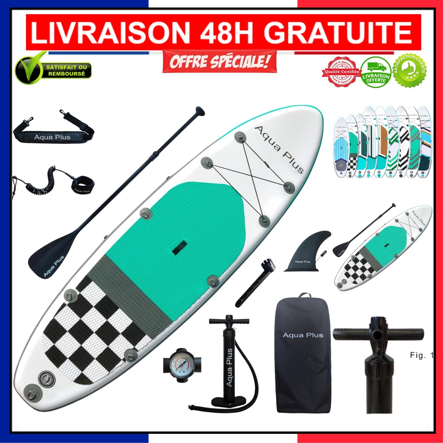 Planche à Pagaie Gonflable 3,2 m Stand Up Paddle SUP Ultra Léger avec Pagaie et Pompe