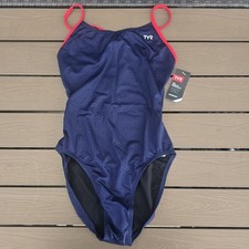 TYR Women's Durafast Elite Hexa Navy/red Cutoutfit 1 piece Swimsuit Sz 32 NEW