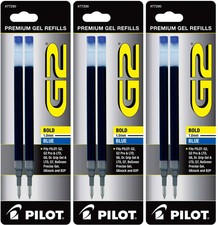 Pilot G2-10 Gel Ink Rolling Ball Pen Refills, 1.0mm Bold Point, 3 Packs