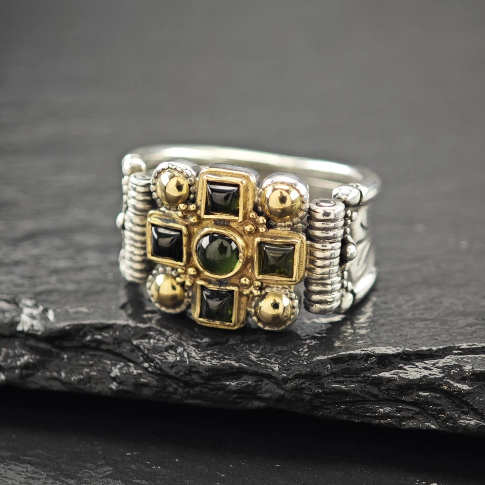 Anillo Gerochristo Oro 18k Acento Cruz Plata Esterlina Talla 7 1/2 Foto 3 de 4