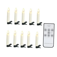 10 PCS Flameless LED Taper Candles Battery Operated Christmas 10pcs-7key RC