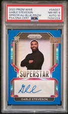 Gable Steveson 2022 Prizm WWE Superstar Blue Rookie #26/49 PSA 8 Auto 10 NFL UFC