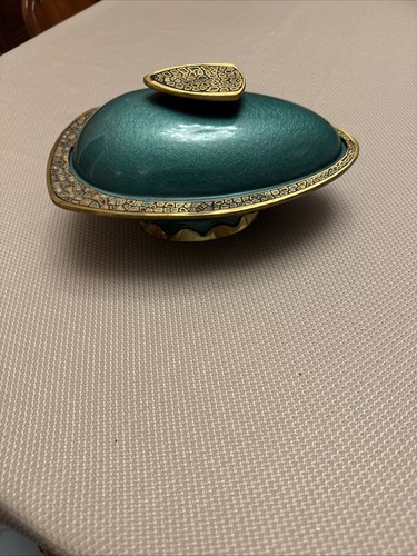 Etrog Box Jewish Holiday Of Sukkot 1950s Handmade Israel Metal Copper Green Anti