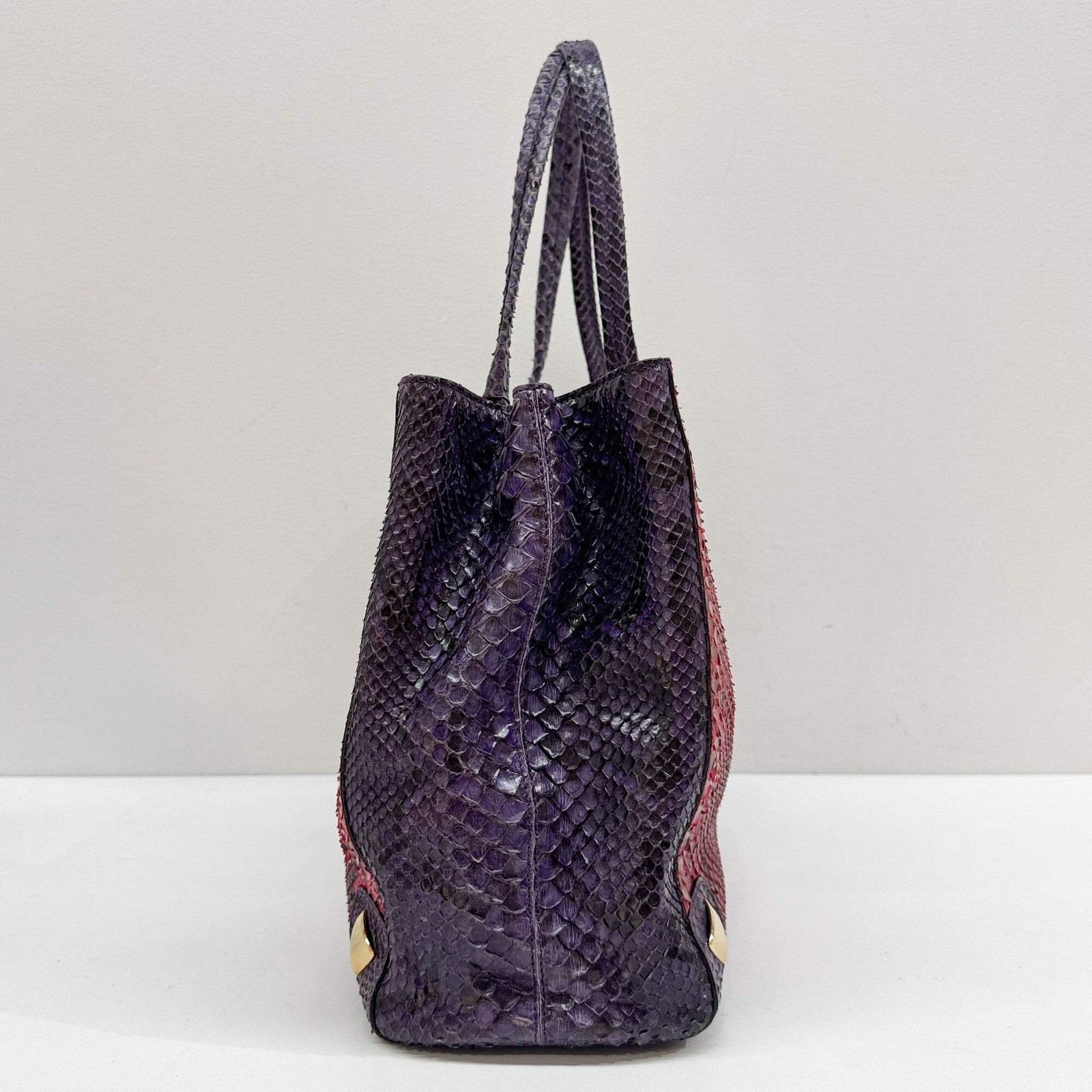 DOLCE&GABBANA Gabbana Red & Purple Python Embossed Tote Shoulder Bag — image 6