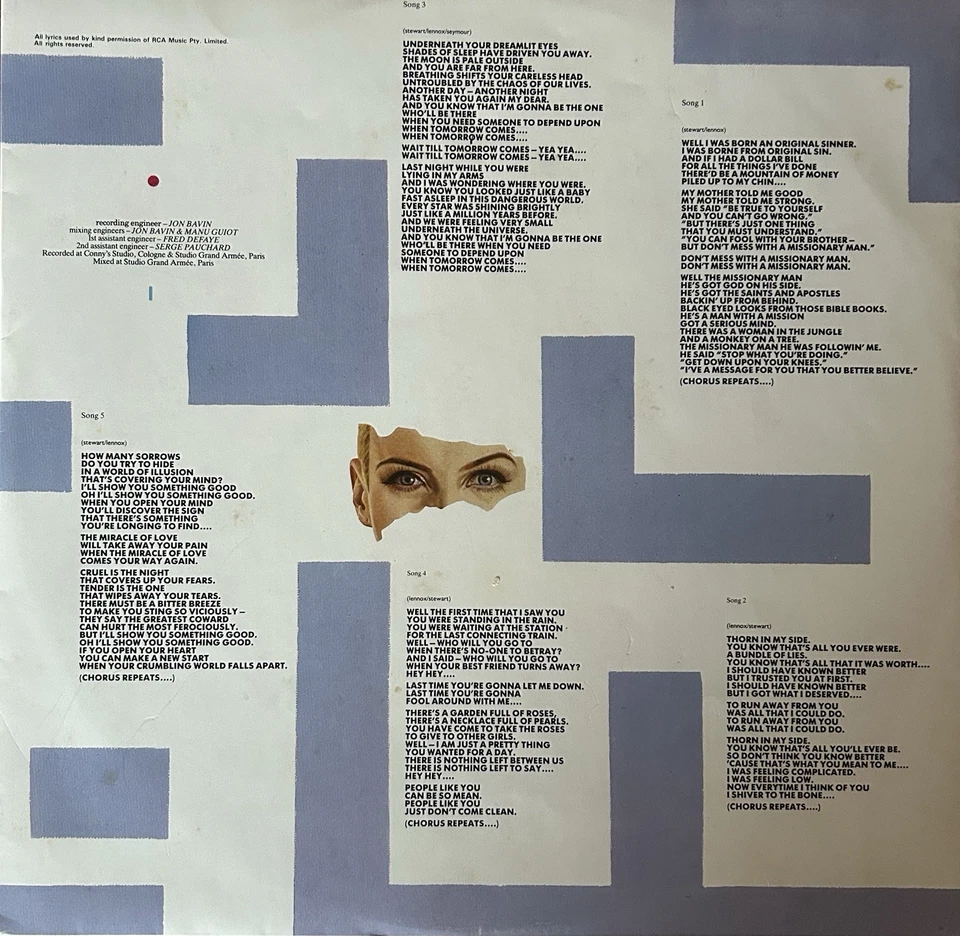 EURYTHMICS - Revenge - VINYL LP - Image 2 of 4