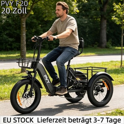 PVY F20 20 Zoll Elektro Dreirad mit Korb 1000W 48V21AH Klapprad 3 Rad E-Bike NEW