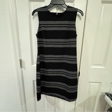Calvin Klein Black & Gray Striped Sleeveless Dress – Size 8P