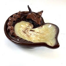 Vtg Japan Momma Siamese Cat Kittens 1960s Ashtray Trinket Change Holder MCM