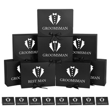 8Pack Groomsmen Proposal Box, 10.6X7.9X3.1 Inch Gift Box with Card and Ribbon 7