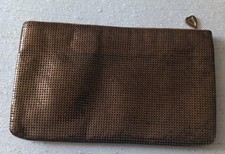 1950s Whiting Davis Gold Mesh Clutch Evening Bag Purse Heart Made In USA