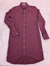 Polo Ralph Lauren Knit Oxford Shirt Dress Burgundy Maroon Cotton Women's Size M
