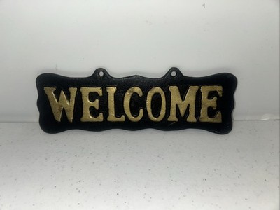 Vintage Cast Iron Hanging Welcome Sign Decor 8.25 x3 