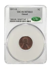 1911 D Small Cents Lincoln, Wheat Ears Reverse CACG AU Details BN CAC