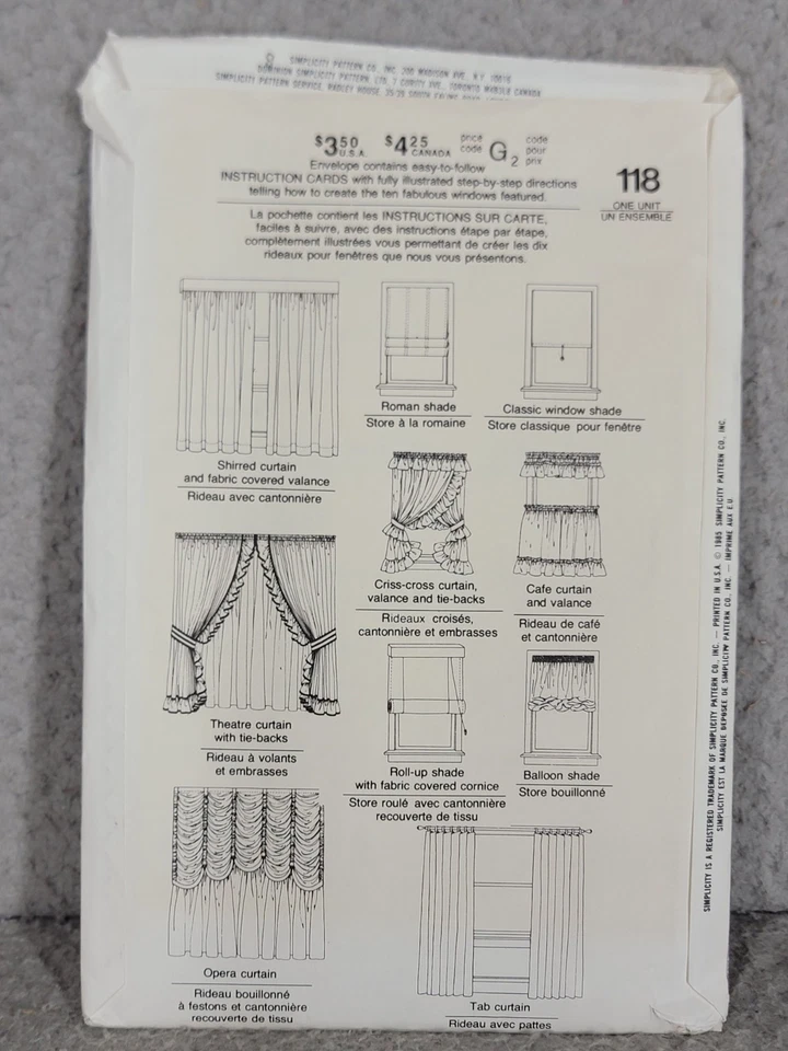 118 Simplicity Sewing Pattern Home Decor Curtains Valances Window Treatment - Image 2 of 3