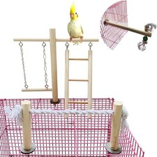 Bird Playground Wood Parrot Play Gym Stand Perch Bird Cage Accessories Small