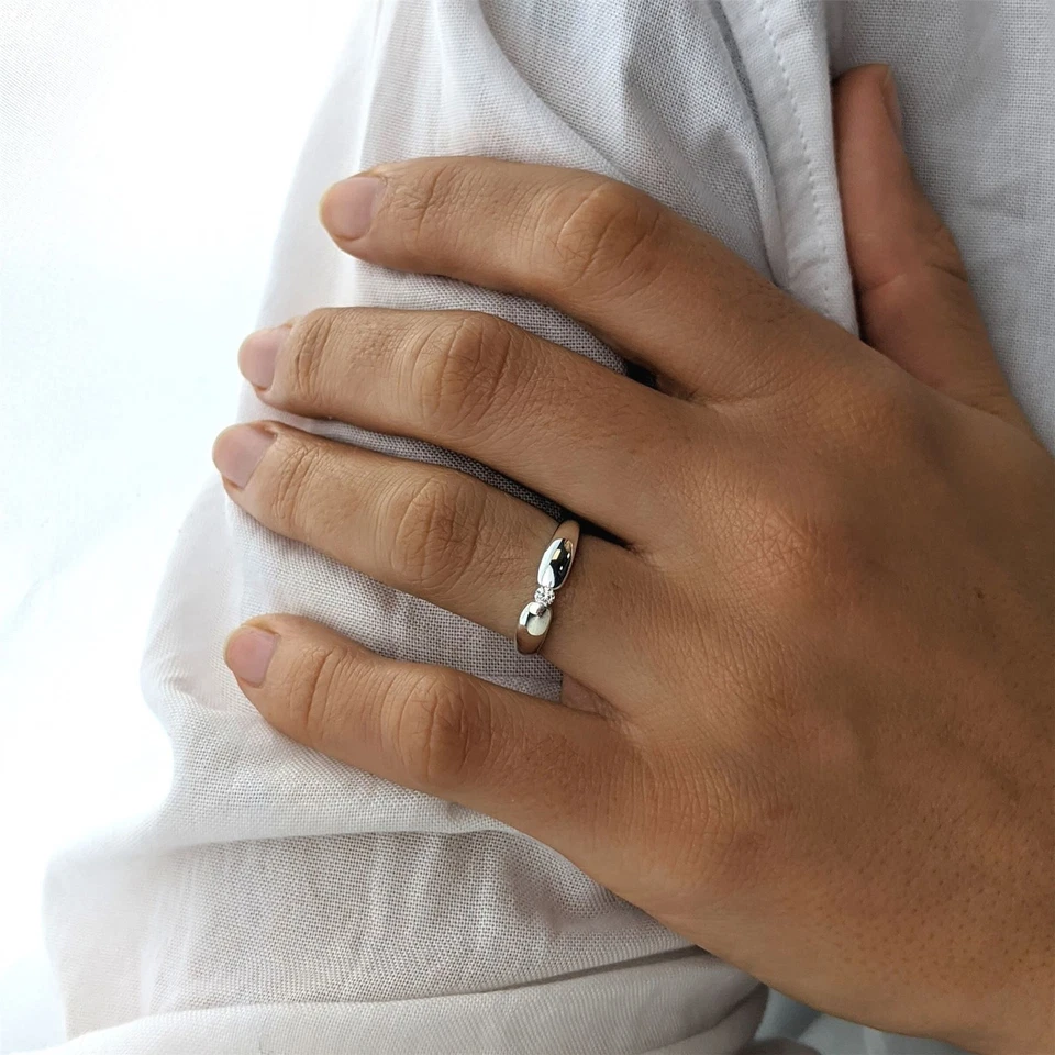 Silverly Anello Solitario Zirconi Cubici CZ Brillante Argento Sterling .925 - Immagine 3 di 4