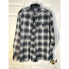 Swiss Tech Men's Long Sleeve Plaid Button Down Shirt Size M Rich Black