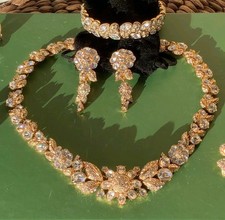 Vintage 80's Signed Monet Couture Swarovski Icy Crystals Runway Rare Parure Lot