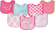 Baby Cotton Terry Bibs Waterproof PEVA Back Hook Closure
