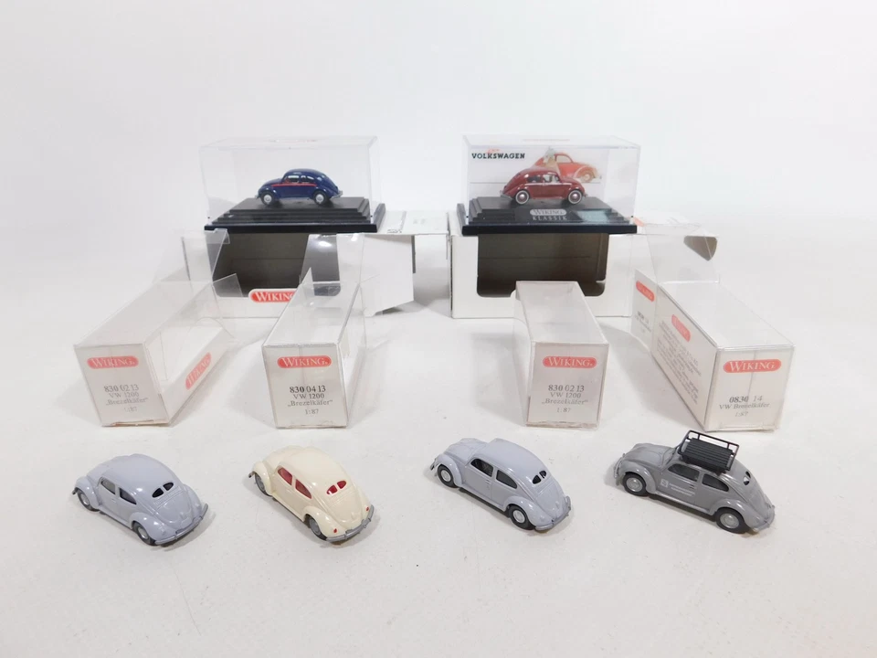 6x wiking H0 1:87 Autovettura VW Käfer / Brezelkäfer: 799+830+0830, Mint + Box # - Immagine 2 di 3