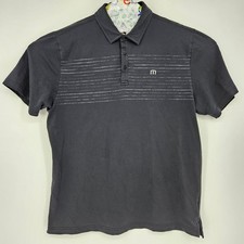 Travis Mathew Polo Shirt Mens XL Short Sleeve Golf Performance Black Striped