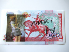 z) ARAKI-BANKNOTE "BONTAGE", ORIGINAL HANDSIGNIERT + LOGOZEICHNUNG, ZERTIFIKAT