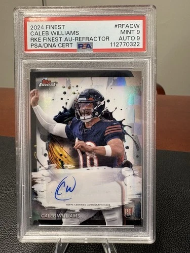Caleb Williams 2024 Topps Finest Auto Autograph RC Rookie Chicago Bears PSA 9