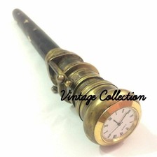 37" Telescope Wooden Walking Solid Brass Stick Cane Spyglass Hidden clock Handle