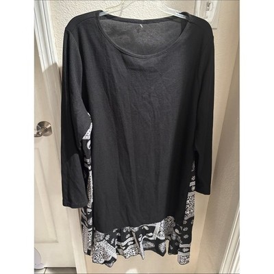 Handmade Women Black Long Sleeve Tunic Dress