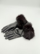 VTG Authentic Fur Leather Gloves Cashmere And Wool Lined Size 6.5 Made In USA