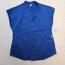 NiaaHinn Womens 2 Pocket Sleeveless Split Collar Scrub Top Blue Small Pre-owned