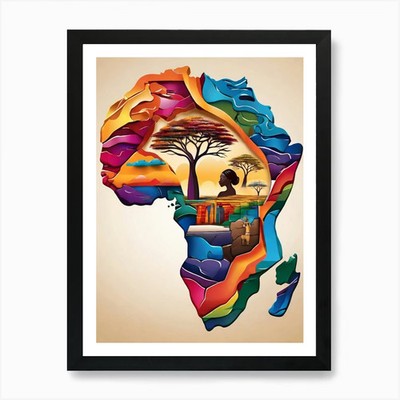 African Continent Art Print Framed Wall Art Poster Canvas Print Picture