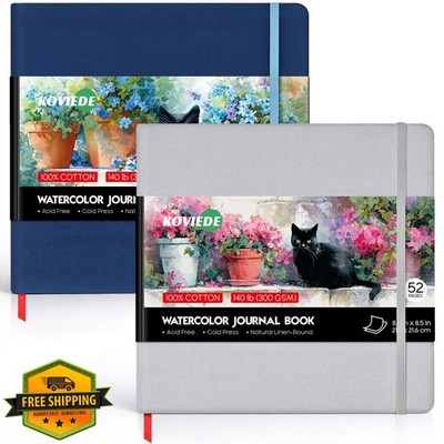 KOVIEDE 8.5''x8.5'' Watercolor Journal Gray-Blue 2P