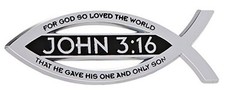 Elektroplate John 3:16 for God So Loved The World Christian Fish Text Emblem