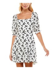 TRIXXI Womens Sheath Short Dress White Elbow Sleeve Party Lined Juniors S