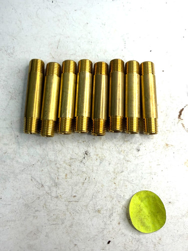 BRASS LONG NIPPLE 1/4"X2-1/2" NPT 1/4" (LOT OF 8)