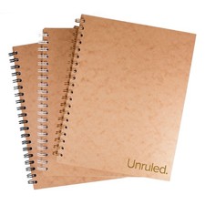 Unruled Classic Blank Spiral Notebook, 60lb Premium Plain Paper, 70 Sheets, Recy