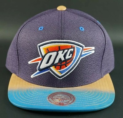 Mitchell & Ness Oklahoma City Donner bemalt Leder Schirmmütze Riemen hinten OKC