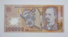 2001 Banca Nationala A Romaniei Romania - 100000 Lei Banknote No. 022D 4405938