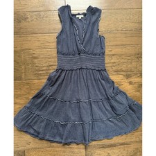 Max Studio Blue Striped Sleeveless Dress Boho Coastal Grandma Size M