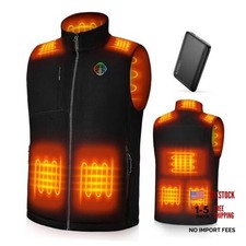Heated Vest for Men with Battery Pack Included, Soft Medium Fleece Black