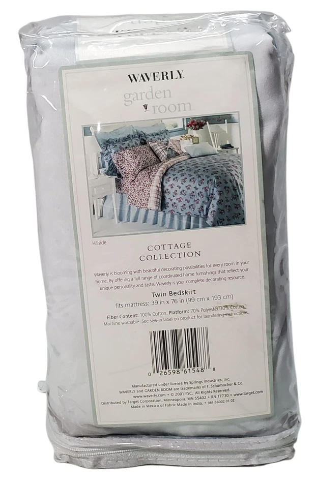 Waverly Garden Room Cottage Collection Polvo Volantes Doble Tamaño Azul/Blanco Cuadros Foto 3 de 4